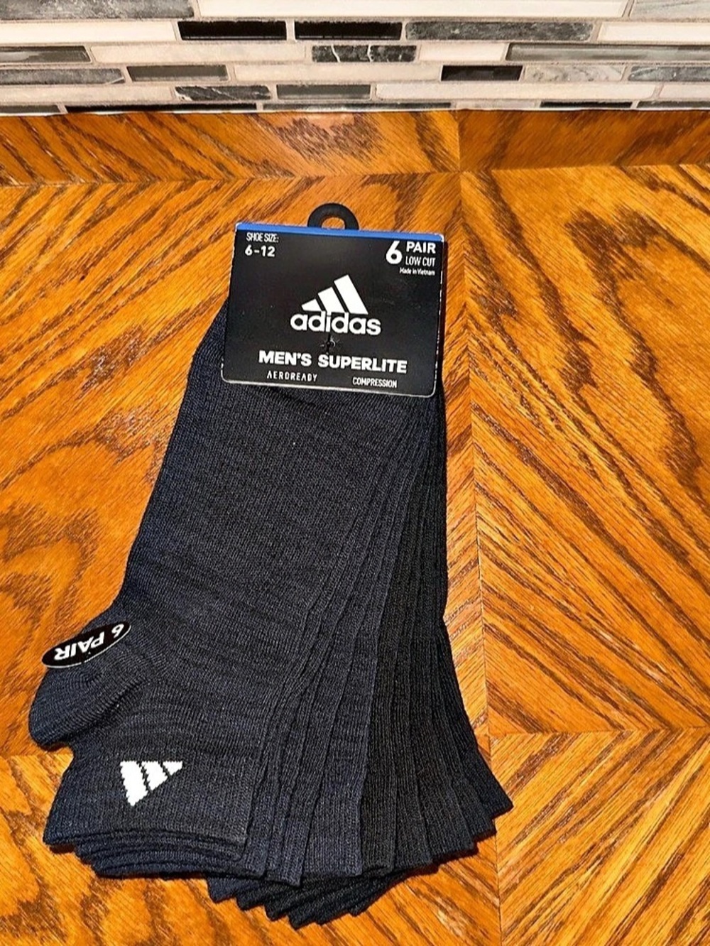 NWT Adidas Men's Superlite AeroReady Compression Low Cut Socks 6 Pack Black